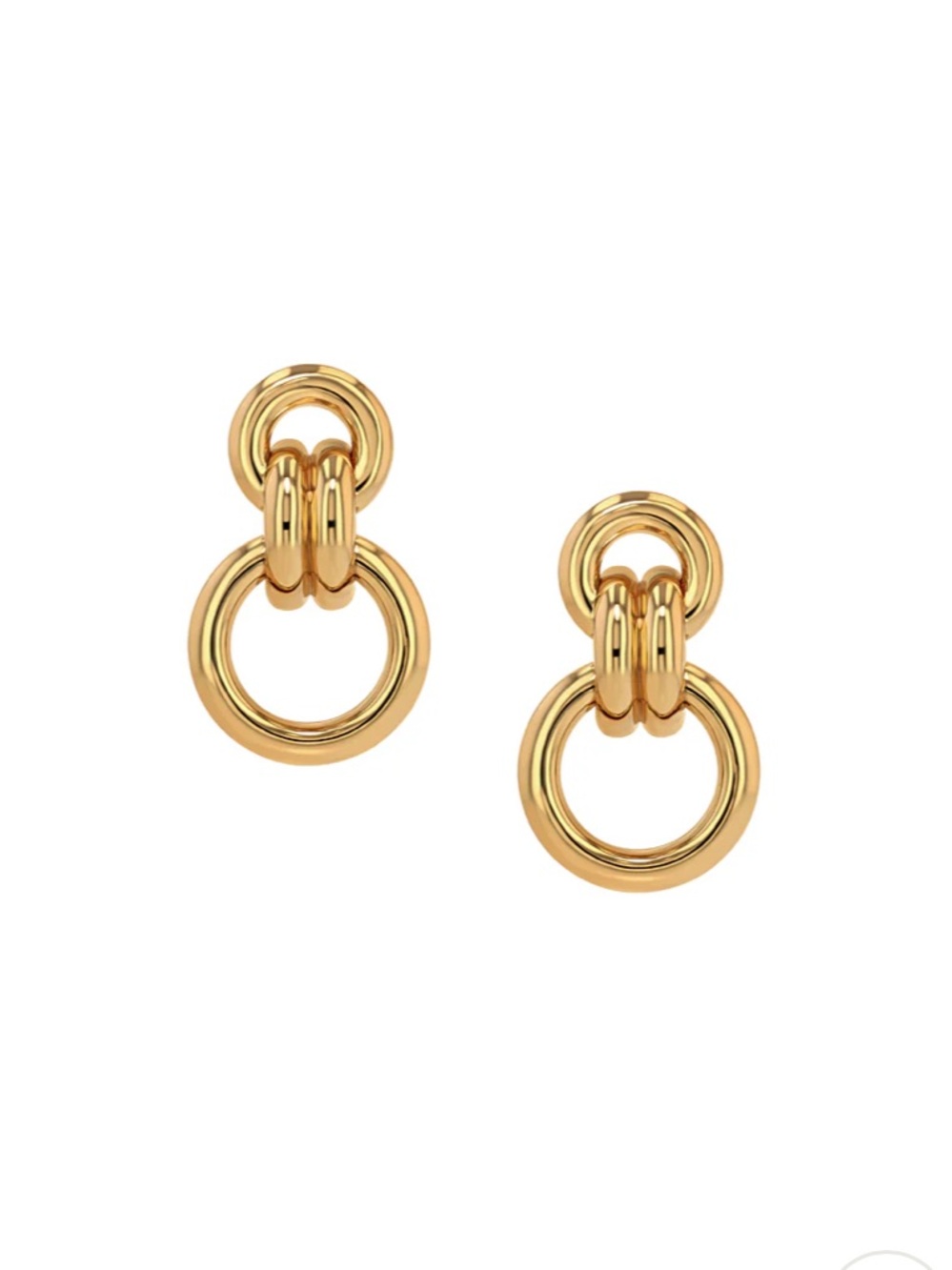 Polished Gold Interlinked Circle Drop Earrings